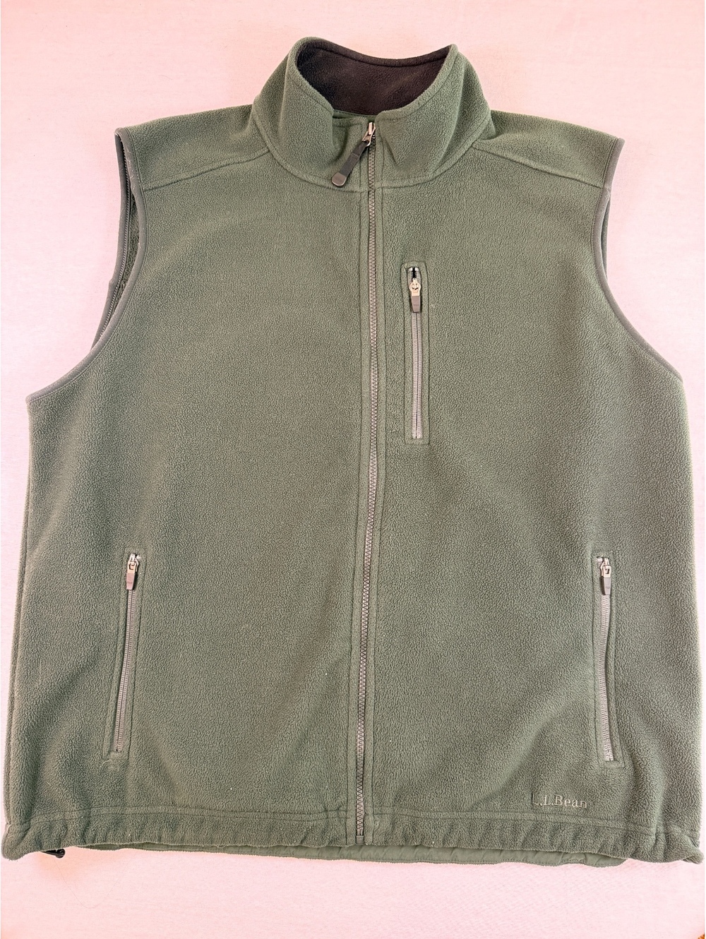 LL Bean Mountain Classic Fleece Vest Olive Green Mens XL Regular